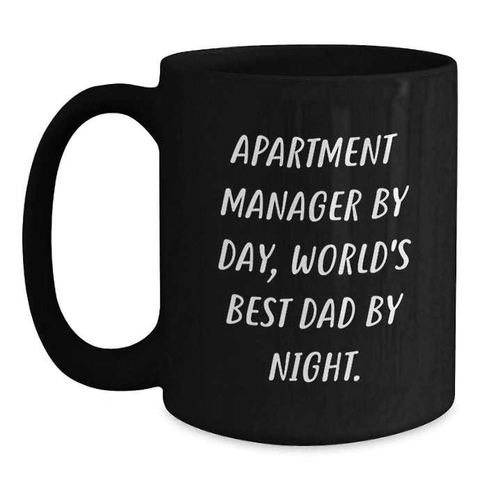Gifts from Friends for Apartment Manager, World's Best Dad By Night, Funny Birthday Coffee Mug - Main