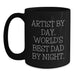 Artist Gifts: Funny Black Coffee Mug for Birthday, Artist By Day, World's Best Dad By Night, Unique Gifts from Men to Artist, Artist's Favorite Mug - Main