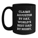 Claims Adjuster Gifts from Family - Funny Black Coffee Mugs for World's Best Dad By Night - Christmas Unique Mugs for Claims Adjusters By Day - Main