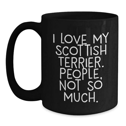 Funny Scottish Terrier Dog Lover Black Coffee Mug Gifts from Friends to Family at Christmas - Main