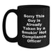 Funny Compliance Officer Black Coffee Mugs Gifts from Friends for Coworkers - Sorry This Guy Is Already Taken - Main