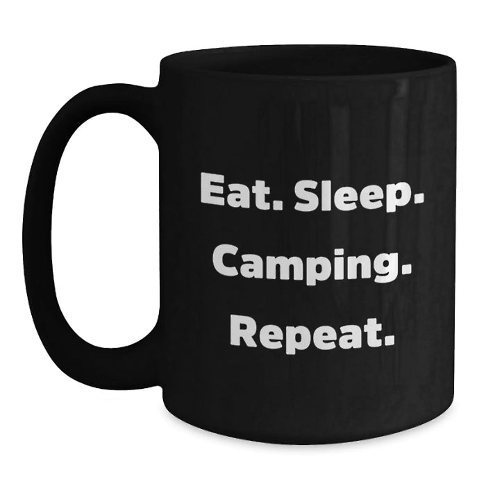 Funny Camping Black Coffee Mugs Gifts from Men to Camping Lovers - Eat. Sleep. Camping. Repeat. Christmas Unique Gifts - Main