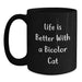 Bicolor Cat Gifts from Friends - Funny Quote Black Coffee Mug, 11oz or 15oz, Microwave and Dishwasher Safe - Main
