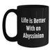 Funny Abyssinian Cat Gifts for Men, Women, or Friends - Life Is Better With An Abyssinian, Black Coffee Mug for Birthday - Main
