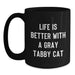 Funny Gray Tabby Cat Gifts from Friends for Birthday Unique Mugs - Life Is Better With A Gray Tabby Cat - Main