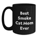 Funny Smoke Cat Mom Gifts for Her, Best Smoke Cat Mom Ever Quote on Black Coffee Mug, Birthday Unique Gifts from Friends - Main