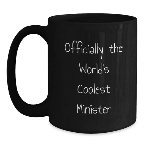 Funny Minister Gifts for Minister, World's Coolest Minister Black Coffee Mug, Valentine's Unique Gifts from Friends - Main