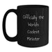 Funny Minister Gifts for Minister, World's Coolest Minister Black Coffee Mug, Valentine's Unique Gifts from Friends - Main