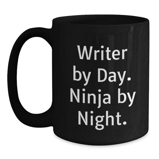 Funny Writer Gifts from Men, Black Coffee Mugs for Writer Friends, Writer By Day Ninja By Night Christmas Unique - Main