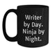 Funny Writer Gifts from Men, Black Coffee Mugs for Writer Friends, Writer By Day Ninja By Night Christmas Unique - Main
