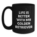 Funny Golden Retriever Dog Lover Gifts for Men from Friends with 'Life Is Better With My Golden Retriever' Quote, Black Coffee Mug for Birthday Unique Gifts - Main