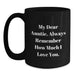 Funny Auntie Birthday Unique Gift, Black Coffee Mug with 'My Dear Auntie. Always Remember How Much I Love You.' Quote, Gifts from Family, for Auntie - Main