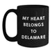 Funny Delaware Gifts for Him or Her, Black Coffee Mug, 'My Heart Belongs To Delaware' Quote, Birthday Unique Gift from Friends or Family - Main