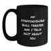 Funny Staffordshire Bull Terrier Dog Gifts, Black Coffee Mug for Birthday, 'My Staffordshire Bull Terrier And I Talk Shit About You' Quote from Friends, Gifts from Family, Gifts for Men - Main