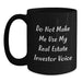 Funny Real Estate Investor Birthday Unique Gifts from Friends - Black Coffee Mug - 'Do Not Make Me Use My Real Estate Investor Voice' - Main