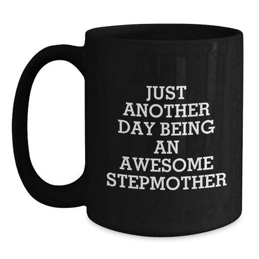 Funny Stepmother Gifts from Family for Stepmother, Unique Black Coffee Mug, Christmas Unique Gifts - Main