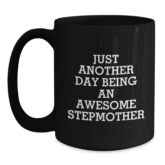 Funny Stepmother Gifts from Family for Stepmother, Unique Black Coffee Mug, Christmas Unique Gifts - Main