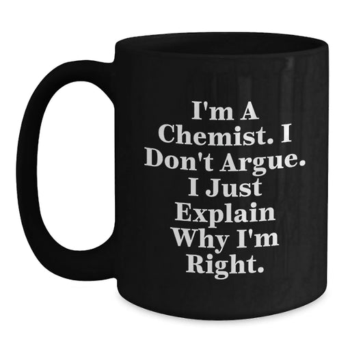 Funny Chemist Gifts for Men - Black Coffee Mug - Christmas Unique Presents from Friends - Main