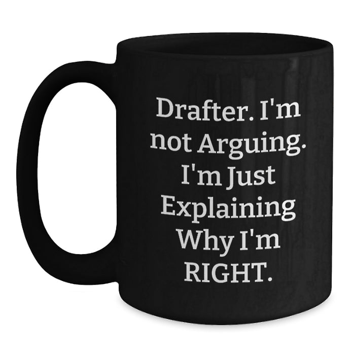 Funny Drafter Gifts from Friends and Family, Best Black Coffee Mug for Drafter Enthusiasts, Christmas Unique Gifts - Main