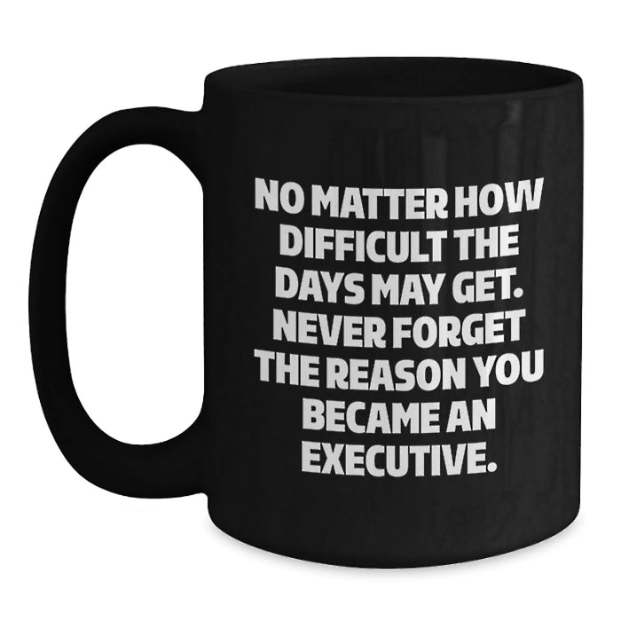 Funny Inspirational Executive Gifts from Men for Mom on Mother's Day Unique Black Coffee Mug - Main