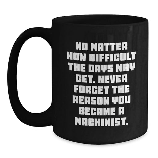 Funny Machinist Gifts for Him, Black Coffee Mug with Inspirational Quote - Perfect for Christmas Unique Gifts from Men to Machinist Friends - Main