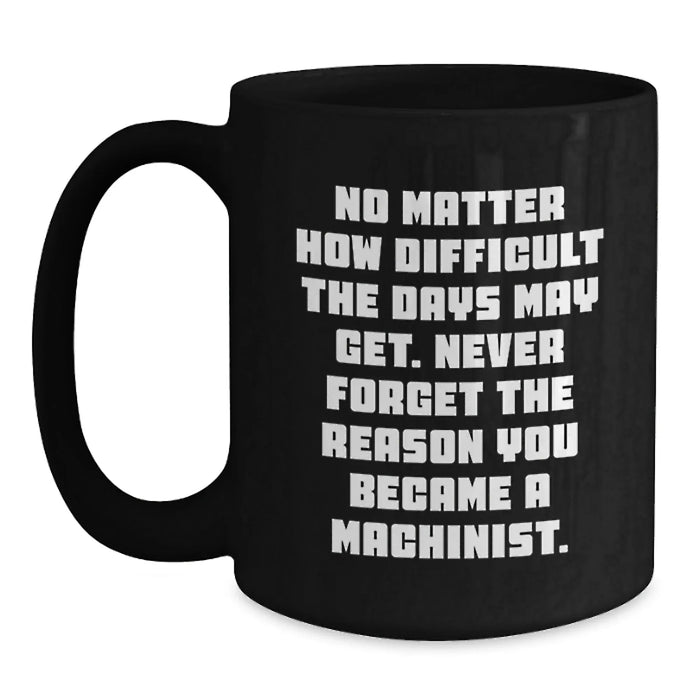 Funny Machinist Gifts for Him, Black Coffee Mug with Inspirational Quote - Perfect for Christmas Unique Gifts from Men to Machinist Friends - Main