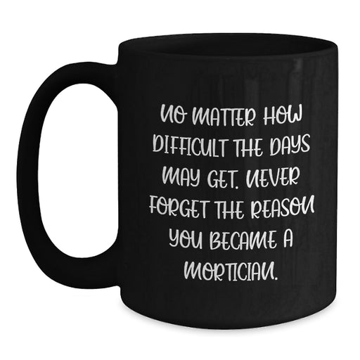 Funny Mortician Black Coffee Mug Gifts from Friends and Family for Valentine's, Never Forget the Reason You Became a Mortician - Main