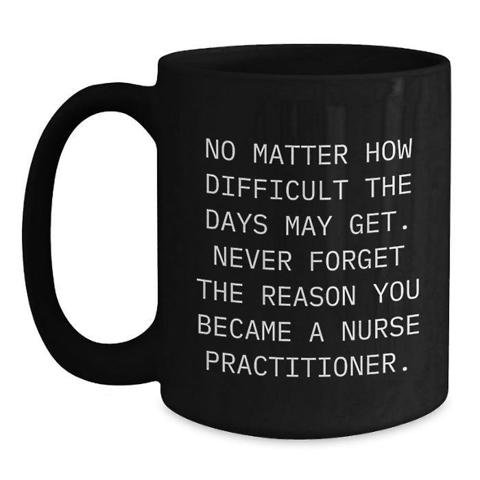 Funny Nurse Practitioner Gifts from Men to Women - Black Coffee Mug for Mom on Mother's Day - Never Forget Why You Became a Nurse - Main