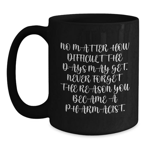 Funny Inspirational Gifts for Pharmacist from Men, Unique Mother's Day Unique Gift Ideas for Her, Black Coffee Mug, Never Forget the Reason - Main