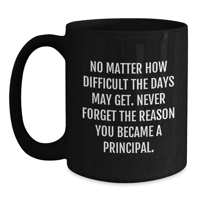Gifts from Family - Inspirational Principal Gifts for Men - Funny Black Coffee Mug for Principal on Mother's Day - Never Forget the Reason - 11oz or 15oz - Main