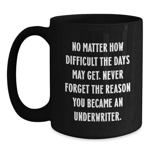 Funny Inspirational Gifts for Underwriter Black Coffee Mug, Birthday Unique Gifts from Friends to Underwriter, Never Forget Reason You Became - Main