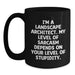 Funny Landscape Architect Gifts for Him - Black Coffee Mug, 'I'm A Landscape Architect. My Level Of Sarcasm Depends On Your Level Of Stupidity.' Christmas Unique Gifts from Coworkers - Main