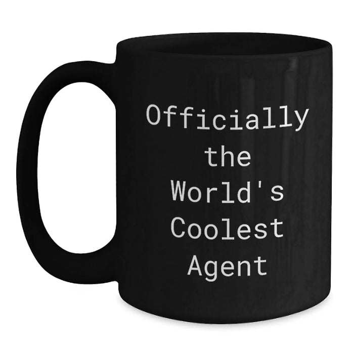 Funny Agent Gifts from Friends, Awesome Black Coffee Mugs for Agents, Officially The World's Coolest Agent Quote, Birthday Unique Gifts for Men - Main