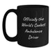 Funny Ambulance Driver Gifts for Ambulance Driver Friends - 'Officially The World's Coolest Ambulance Driver' Black Coffee Mug, Gifts from Friends for Ambulance Driver, Christmas Unique - Main