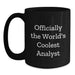 Funny Analyst Gifts from Men, Women, or Friends, Black Coffee Mug for Birthday Unique Gifts, Officially The World's Coolest Analyst - Main