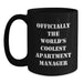 Funny Quote Apartment Manager Gifts for Dad World's Coolest Black Coffee Mug, Gifts from Men to Apartment Manager, Father's Day Unique - Main