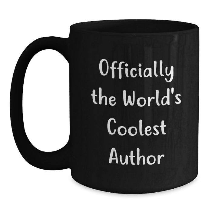 Author Gifts from Friends and Family, Unique Black Coffee Mug for Author, 'Officially The World's Coolest Author' Quote, Perfect for Mother's Day - Main