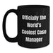 Gifts for Case Manager, Officially The World's Coolest Case Manager Funny Quote Black Coffee Mug, Unique Mother's Day Unique Gifts from Family - Main