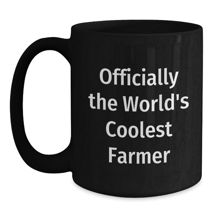 Funny Farmer Gifts for Her - Officially the World's Coolest Farmer Black Coffee Mug, Perfect for Mom on Mother's Day from Family - Main