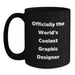 Funny Graphic Designer Gifts from Men to Women, Officially The World's Coolest Graphic Designer, Black Coffee Mug for Graphic Designers and Coffee Lovers - Main