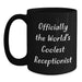 Funny Valentine's Gifts for Receptionist Men from Friends, Black Coffee Mug 'Officially The World's Coolest Receptionist' - Main