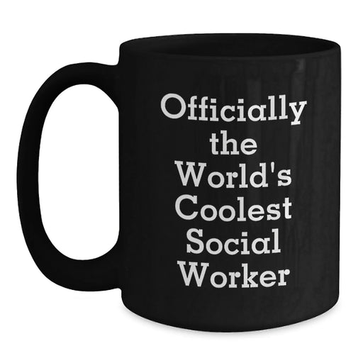 Funny Social Worker Gifts for Men, Unique Black Coffee Mug Officially The World's Coolest Social Worker, Christmas Unique Gifts from Friends - Main