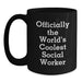 Funny Social Worker Gifts for Men, Unique Black Coffee Mug Officially The World's Coolest Social Worker, Christmas Unique Gifts from Friends - Main