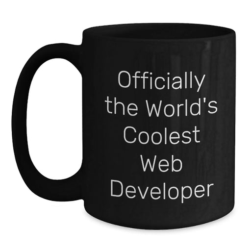 Funny 'Officially The World's Coolest Web Developer' Black Coffee Mug, Gifts for Web Developer, Birthday Unique Gifts from Friends, Web Developer Enthusiast Mug - Main