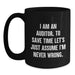 Funny Auditor Gifts for Men Father's Day Unique Black Coffee Mugs I Am An Auditor To Save Time Let's Just Assume I'm Never Wrong, Best Gifts from Friends to Family, 11oz or 15oz Ceramic Mug - Main