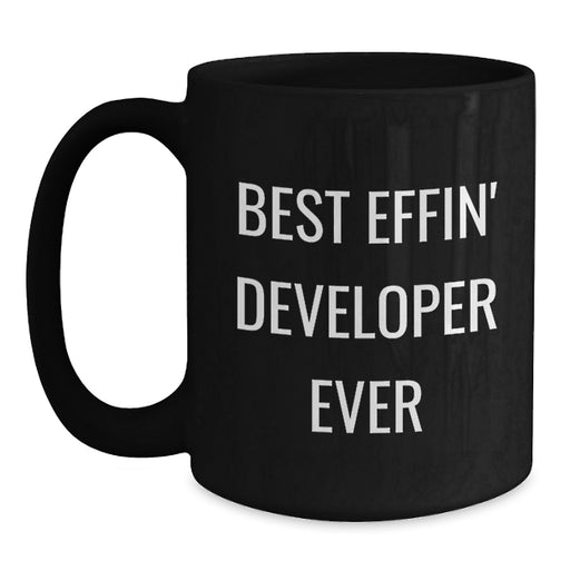 Funny Developer Gifts, Black Coffee Mug for Coders - Best Effin' Developer Ever, Christmas Unique Presents from Friends - Main