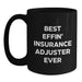 Funny Insurance Adjuster Gifts for Dad - Black Coffee Mug with Best Effin' Insurance Adjuster Ever Quote, Gifts from Family - Main