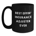 Funny Insurance Adjuster Gifts for Dad, Best Effin' Insurance Adjuster Ever Quote on Black Coffee Mug, Great Men's Father's Day Unique Gifts from Family - Main
