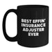 Funny Insurance Adjuster Gifts for Dad - Best Effin' Insurance Adjuster Ever Black Coffee Mug for Father's Day - Main