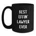 Funny Lawyer Gifts from Friends, Best Effin' Lawyer Ever Quote on Black Coffee Mug, Unique Father's Day Unique Gifts for Lawyer - Main